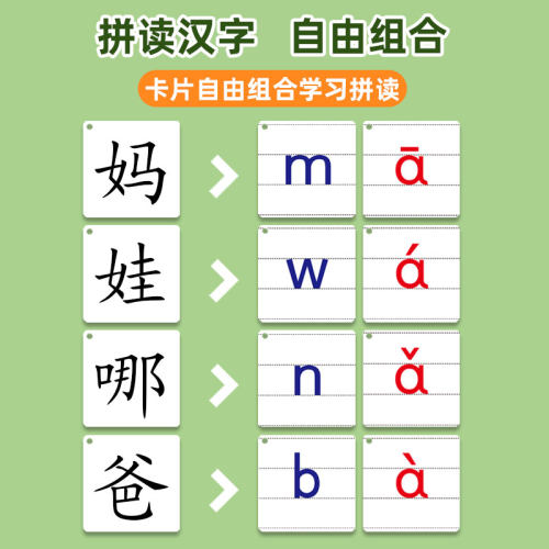 拼音卡片全套汉语字母大卡拼读训练一年级幼小衔接小学生幼升小-图2