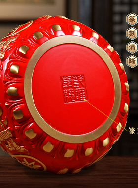 红色聚宝盆黄铜实心摆件全铜客厅店铺装饰品工艺品存钱罐黄铜米缸