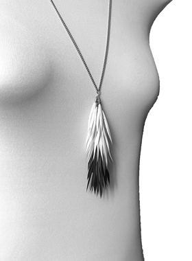 黑鸟原创羽毛项链黑白拼接简约