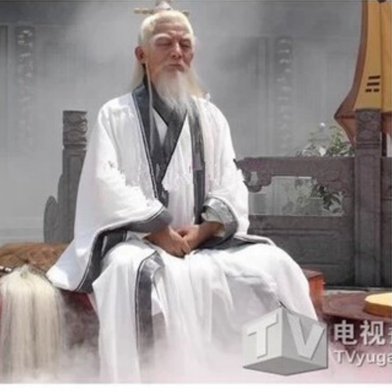 古装男汉服仙气老神仙服装太上老君太白金星姜子牙月老道士长袍白 - 图1