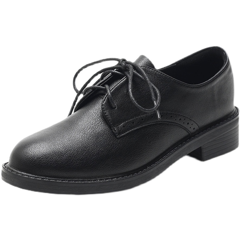 系带小皮鞋女英伦风春秋2022新款软底单鞋女黑色圆头绑带工作鞋女 - 图3