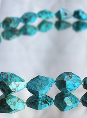 西洋古董首饰珠宝欧洲回流进口二手瓷松石美国绿松石刻面银项链