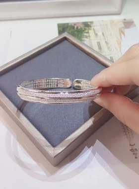 正品香港条纹心经宽版妈妈银饰