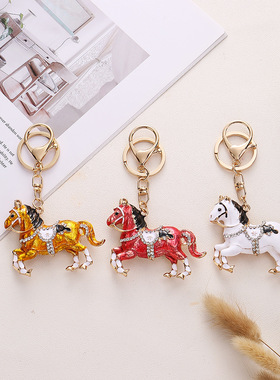 【JZ128】创意马到成功汽车钥匙扣男合金水钻小马钥匙圈汽车箱包