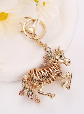 【JZ128】欧美卡通挂件镶钻马创意钥匙扣金属十二生肖可爱马挂饰