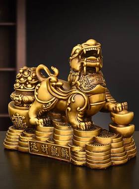 纯铜貔貅摆件一对金钱运财貔貅家居办公桌装饰品大号财源滚滚貔貅