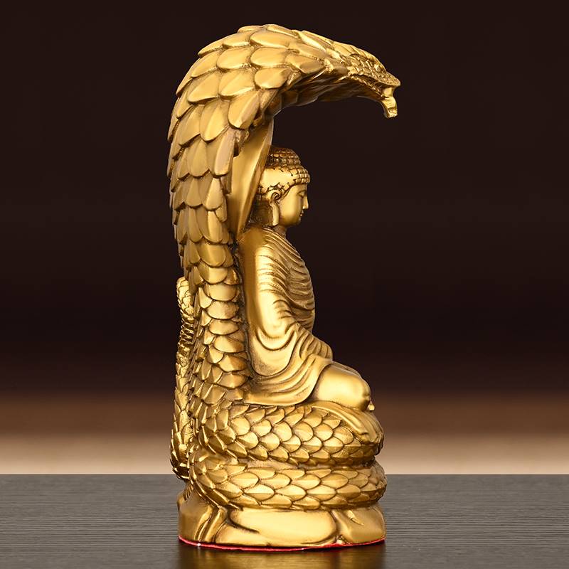 铜释迦牟尼摆件纯铜蛇仙如来佛客厅桌面装饰家用门店佛堂供养佛像-图2