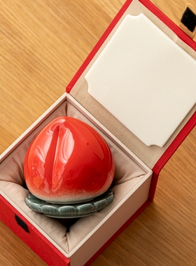 五洋创意桃子茶叶罐摆件