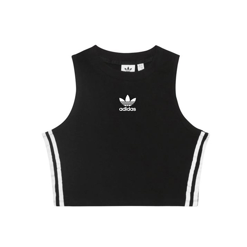 Adidas三叶草CROP TANK女夏短款圆领无袖刺绣背心CY4745 DH3163-图3