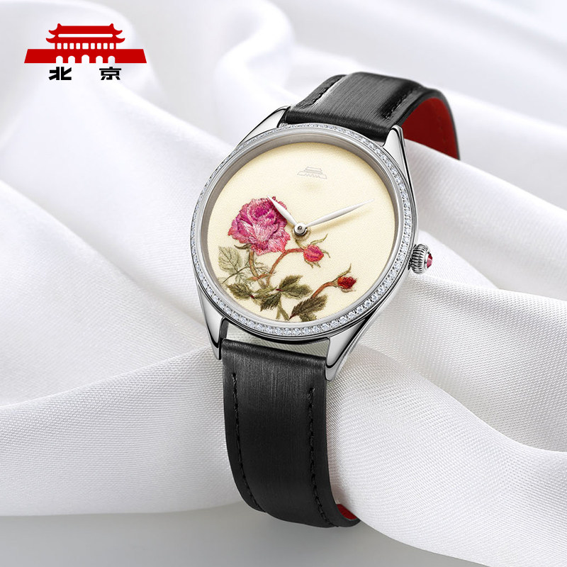 北京手表官方正品石英表女丝语手工苏绣工艺表盘高级优雅女士腕表