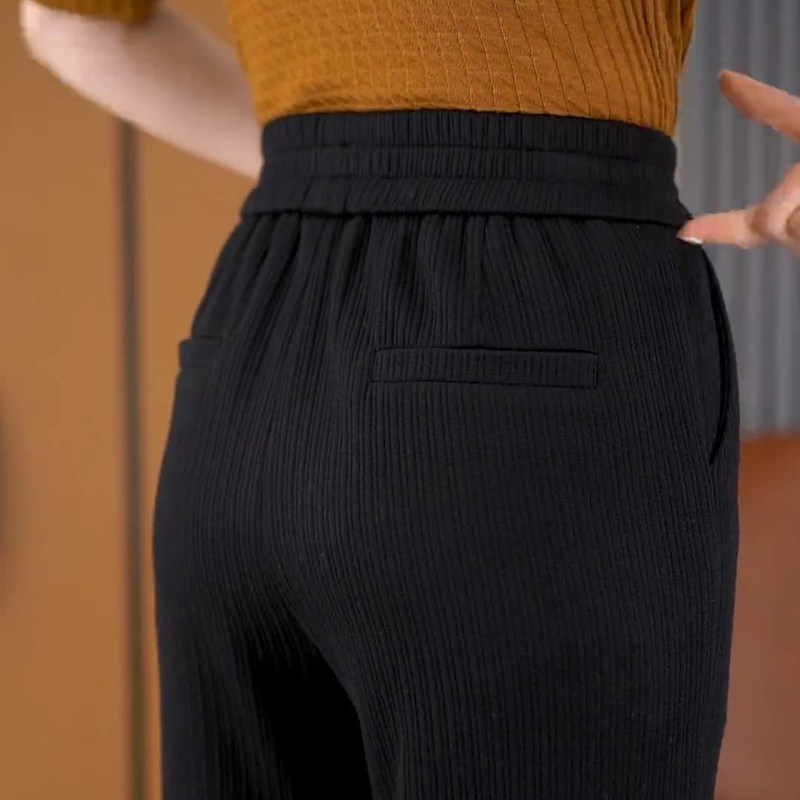 燕麦色窄版阔腿裤女2025春秋新款高腰显瘦雪尼尔宽松休闲直筒裤子,淘宝优惠券,粉丝福利购,淘宝优惠卷