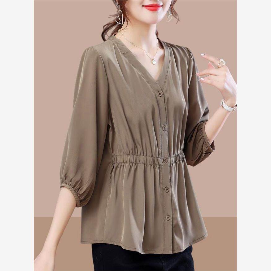 Ladies shirt loose waisted shirt chiffon shirt
