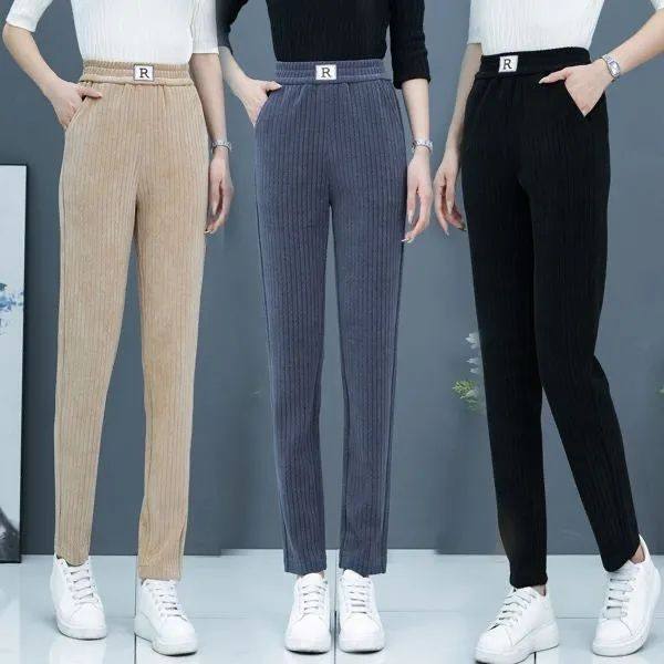 雪尼尔哈伦裤女2025秋季新款高腰显瘦萝卜裤休闲百搭修身小脚裤子,淘宝优惠券,粉丝福利购,淘宝优惠卷