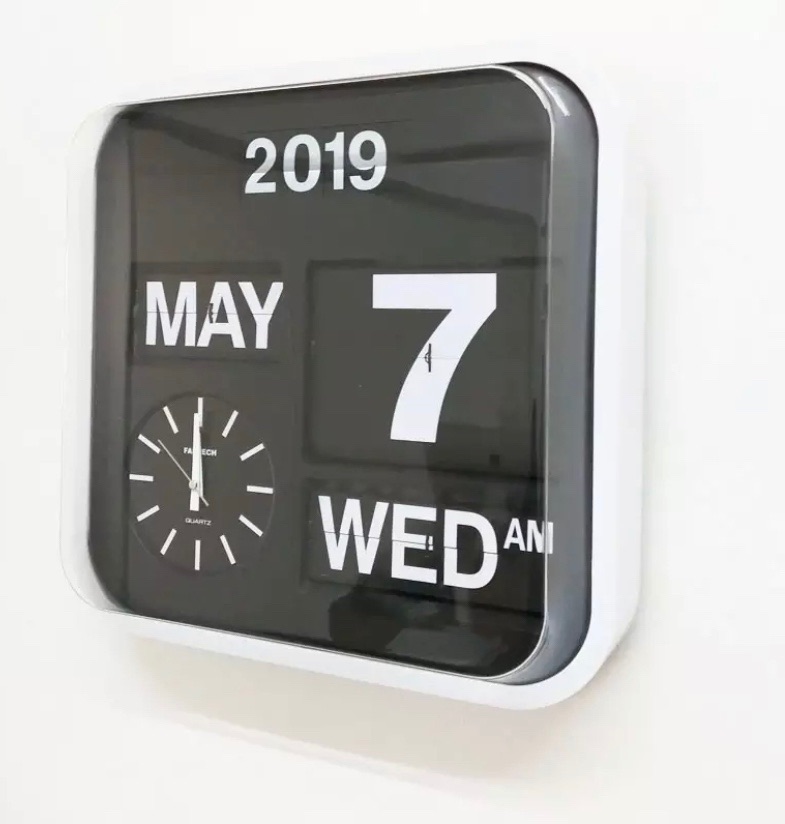 Fartech台湾自动翻页时钟万年历时尚家用静音钟表创意智能机械钟 - 图1