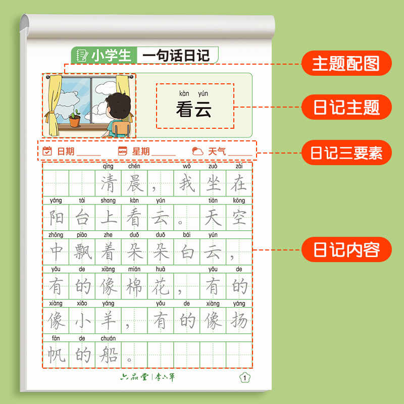 一句话日记练字帖一年级练字小学生专用二三年级字帖看图写话每日一练语文上下册幼儿园幼小衔接硬笔书法练字本练习写字儿童楷书 - 图2