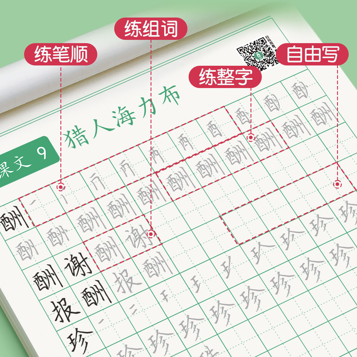 五年级练字帖上册下册人教版语文同步字帖小学生专用每日一练儿童笔画笔顺生字组词描红临摹练习钢笔硬笔书法练字本六年级部编版