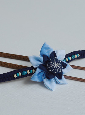 民族风蓝染手工饰品手链盘头饰品流苏百搭手链扎染工艺品系列手饰