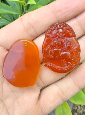 红玛瑙玉髓生肖马本命年护身吊坠