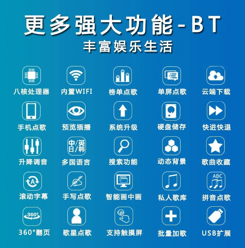 BY家庭KTV点歌机触摸屏一体机车载家用点歌卡拉OK歌音响套装佳用-图2