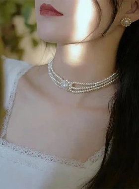 手工项链大合集仿珍珠气质女复古锁骨链时尚高级轻奢颈链饰品