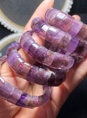 天然极光23紫钛晶千层手排紫水晶矿物手牌水晶手串情侣款时尚饰品