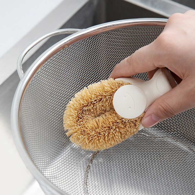 日本进口洗锅刷厨房水槽灶台清洁刷棕榈刷可立式去污菜板刷洗碗刷 - 图1