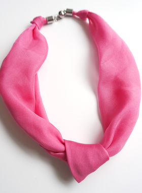 真丝磁扣项链丝巾桑蚕丝2025新款夏季护颈锁骨甲状腺遮疤丝巾神器