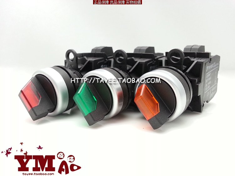 tayee上海天逸22mm两档开关带灯24v两位旋钮开关LED灯旋钮复位 - 图0