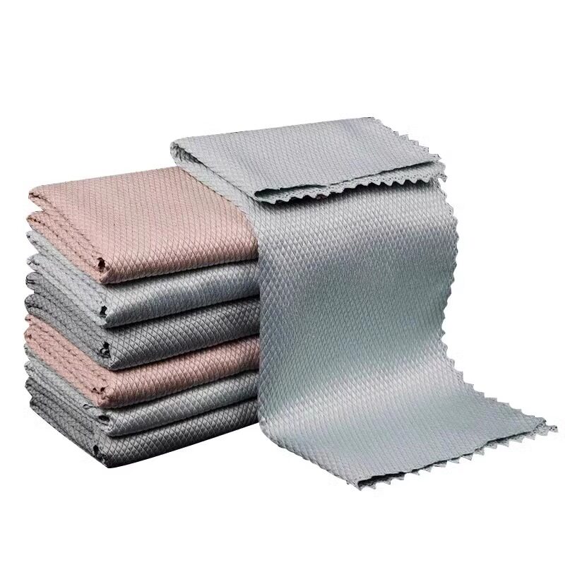 鱼鳞抹布无痕擦玻璃吸水不掉毛不沾油擦桌子厨房清洁神器