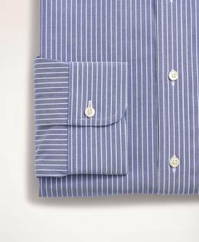 Brooks Brothers counter Milano no-iron poma cotton striped blue striped ເສື້ອແຂນຍາວ BrooksBrothers