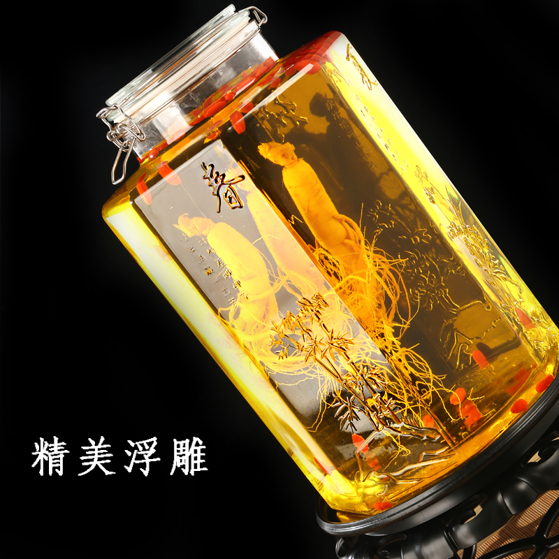 Glass wine bottle 5 catties 10 catties lead-free household wine bottle with faucet sealed wine jar brewing wine jar wine pot