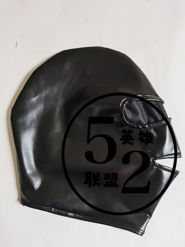 52英雄联盟  PU皮 黑色网眼 开嘴 短款拼接头套定制 无拉链 - 图2