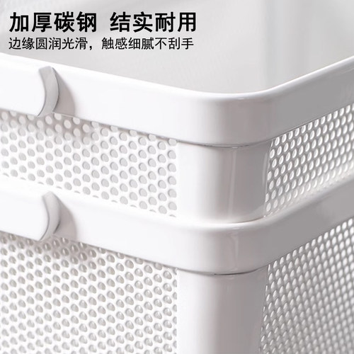 零食收纳筐镂空铁艺密网杂物收纳盒置物架厨房果蔬篮子金属储物框 - 图3