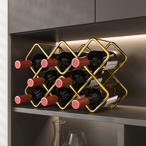 Red Wine Rack Pendulum with light extravagant high-end wine cabinet Dining Side Cabinet Metal Honeycomb Wine Bottle Placement Show Shelf