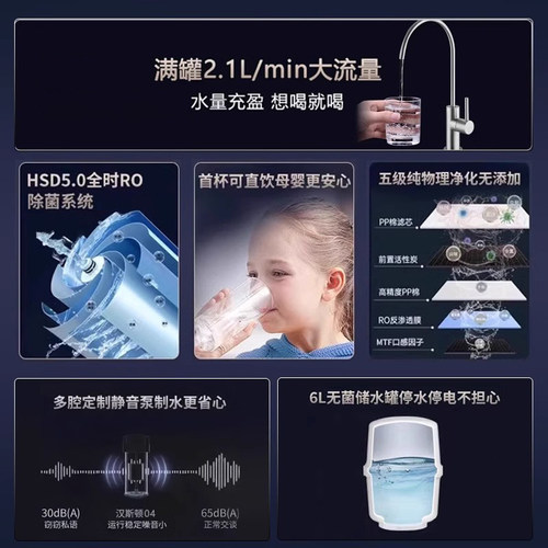 汉斯顿0阻垢剂0陈水家用直饮净水器D3厨房自来水过滤反渗透纯水机 - 图0