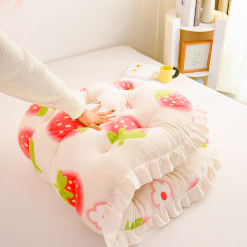 温馨床头靠背垫沙发靠枕宿舍床上靠垫看书防撞软垫绑带固定加绒 - 图1