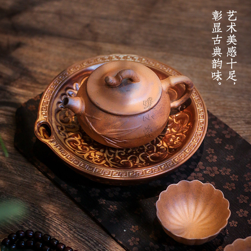 加大款高端复古棕陶瓷壶承干泡台蓄水泡台泡茶器具茶台养壶垫壶托,淘宝优惠券,粉丝福利购,淘宝优惠卷