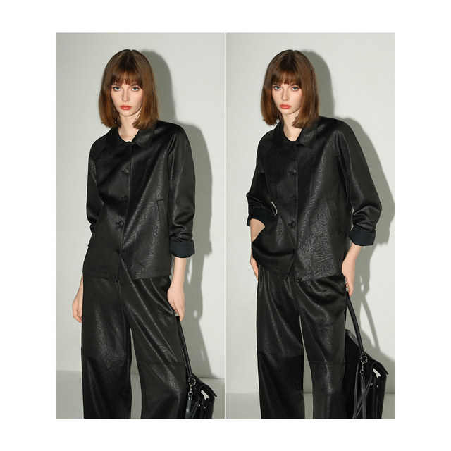 COCOBELLA Quiet Luxury Embossed Dark Pattern Short Jacket Feminine Commuting Casual Draped Lapel Jacket SC0049