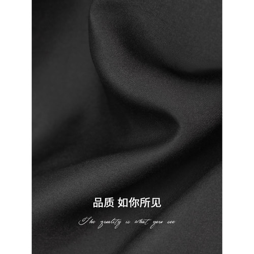 COCOBELLA职场通勤廓形黑色西裤女丝光质感宽松烟管裤PA547 - 图3