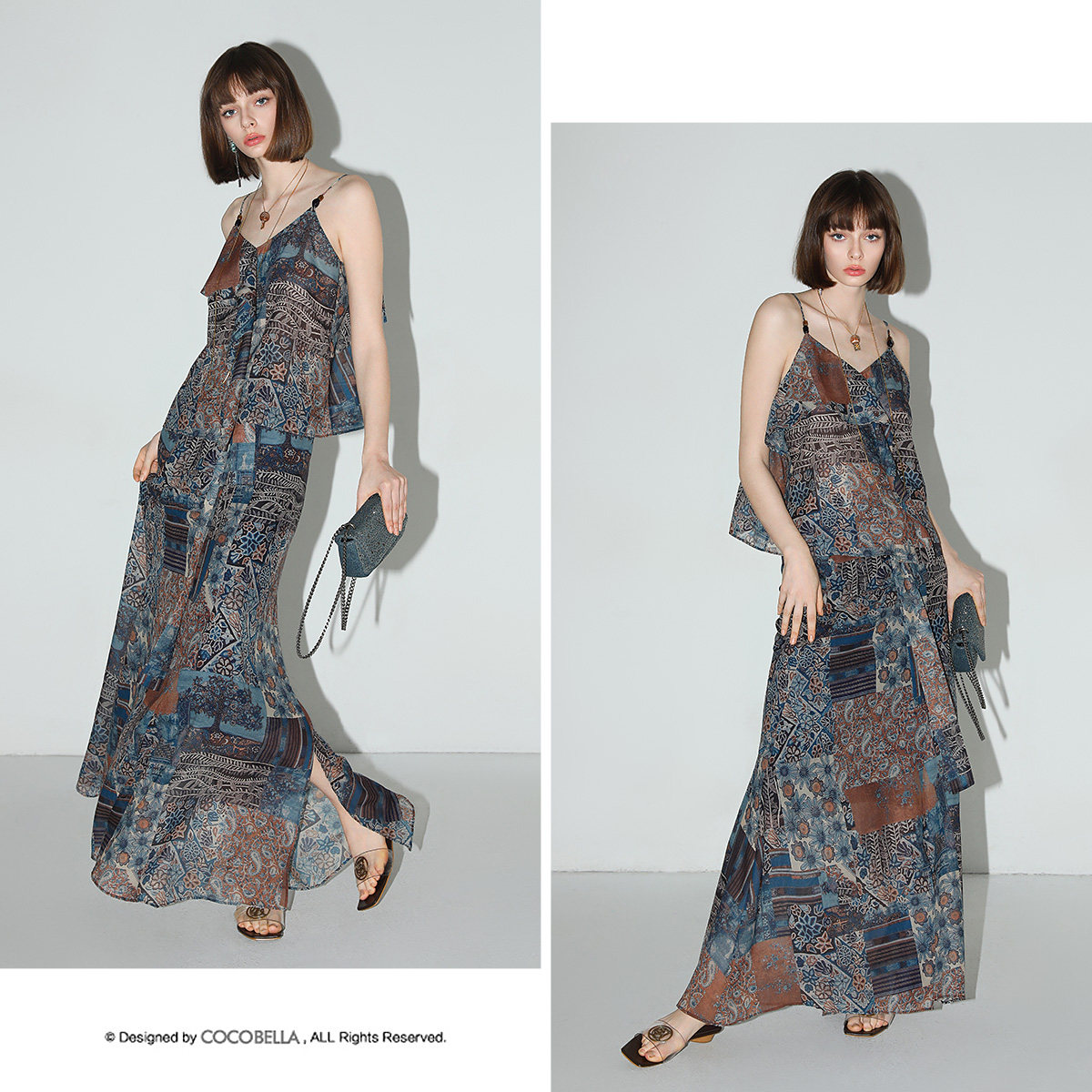 COCOBELLA立体荷叶边民族印花吊带女春夏轻盈绒雪纺背心VT7007,淘宝优惠券,粉丝福利购,淘宝优惠卷