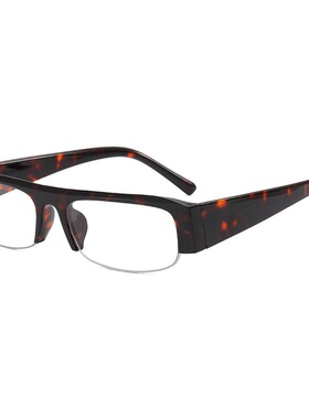 MM风复古黑色半框长方形太阳镜走秀款Y2K英伦风斯文凹造型眼镜架