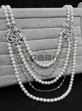 汤唯近圆多层年会天然淡水珍珠