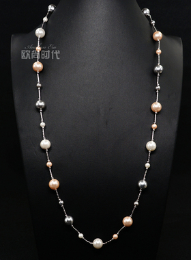 原创欧美风贝珠中长款时尚饰品