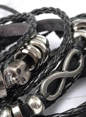 5pcs Metal Diy Braided Punk Style Bracelet Set