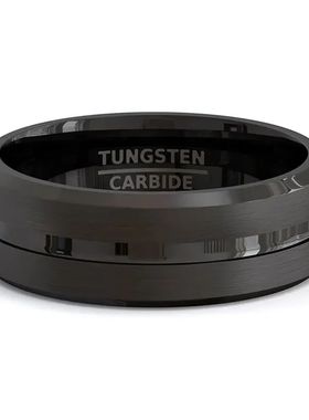 8mm Stainless Steel Men Rings Wholesale Black Groove Matte