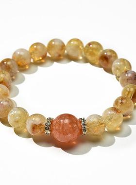 原创设计天然黄塔晶手链轻奢简约旺财运聚财好运珠黄水晶手串女