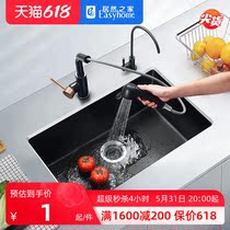 Humvee Kitchen Quartz Stone Sink Large Single Sink Black White Wash Vegetable Pool Dishwashing basin Basin Drain Basket package