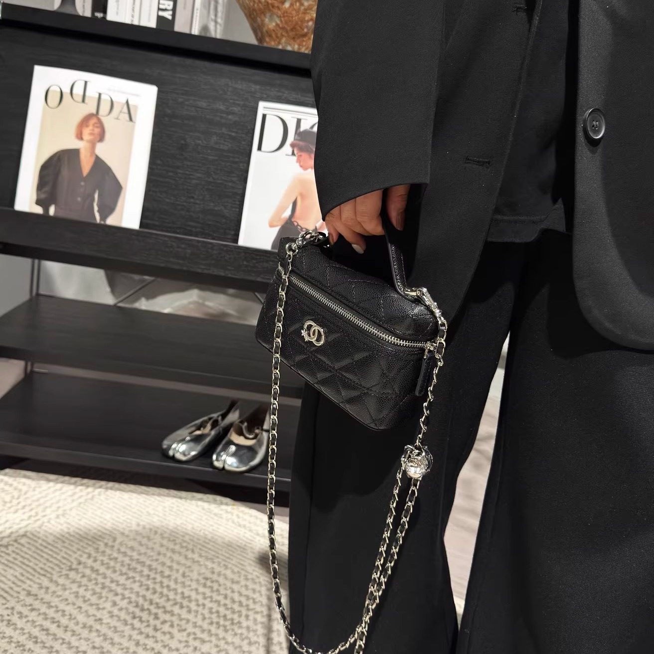 小香风鱼子酱链条包女2026新款真皮手提饭盒包超火精致斜挎小方包,淘宝优惠券,粉丝福利购,淘宝优惠卷