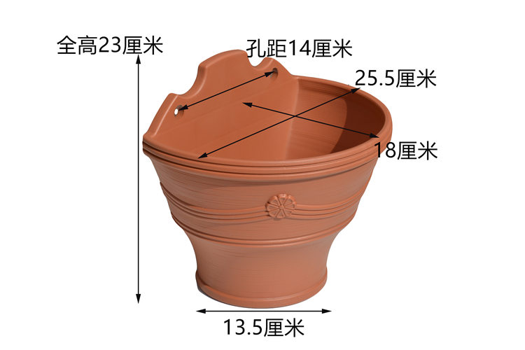 欧式墙壁花盆 半圆形壁挂垂吊花盆树脂吊兰绿萝创意塑料加厚花盆 - 图0