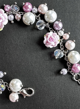 原创设计超仙软陶花珍珠手链 闺蜜少女系 可调节